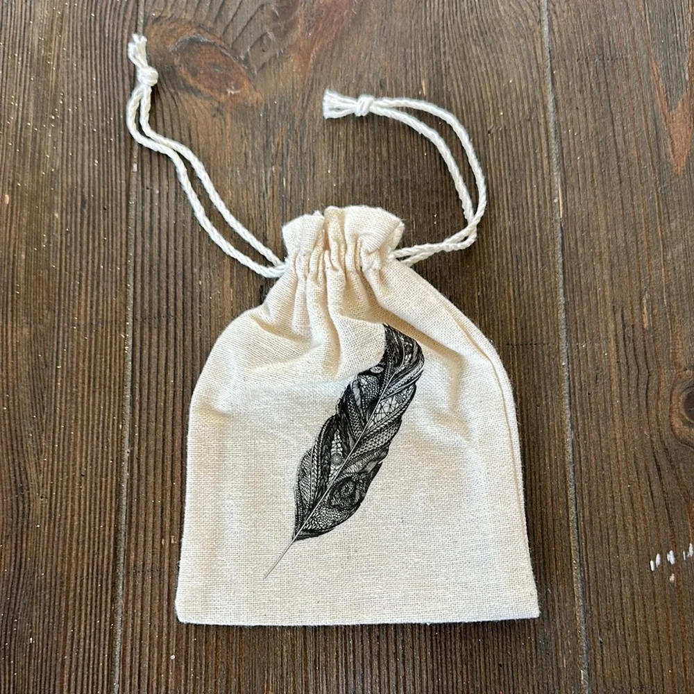 Feather Print Drawstring Bags
